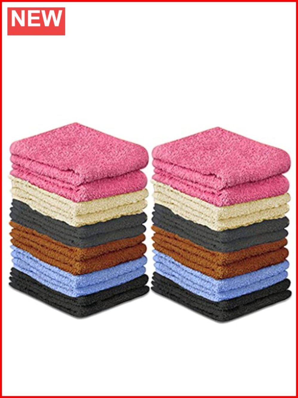 24 Pack 100% Cotton Washcloths Soft Absorbent Face Towels 12x12